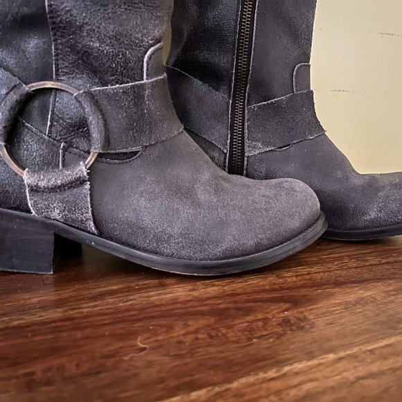 Patron by Perugia Rickey Womens Tall Gray Distressed Leather Boots_Size 7 - Picture 4 of 7